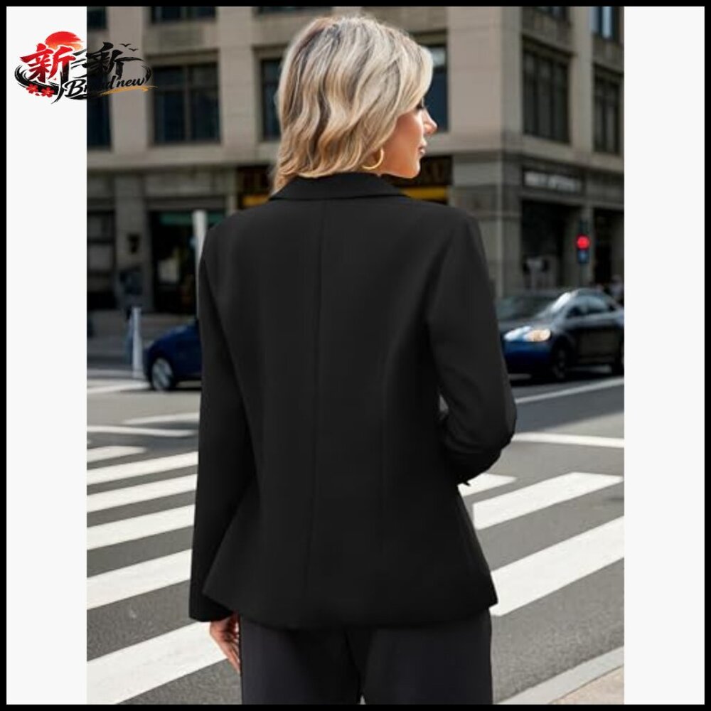 Polyester Blazer With Pockets Open Front Long Sle… - image 4